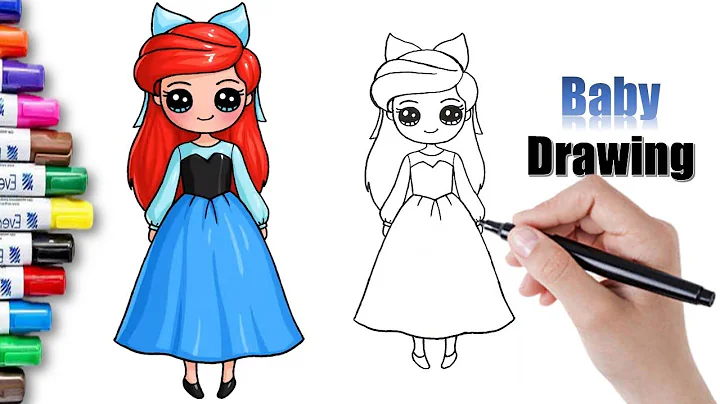 How to Draw Cute Mermaid Doll in Kiss the Girl Blue Dress drawing ideas