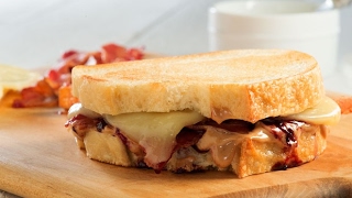 90 Second Peanut Butter and Jelly Grilled Cheese with Bacon