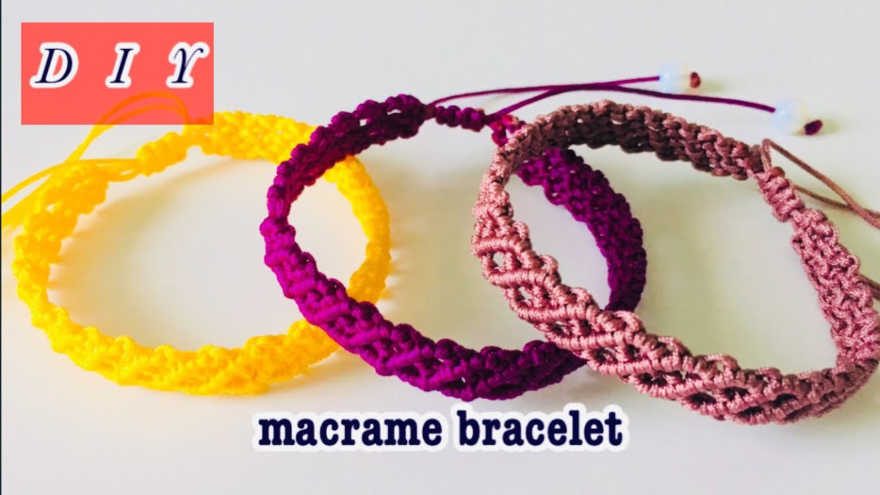 Diy Macrame Bracelet Tutorial マクラメブレスレットの編み方 Youtube