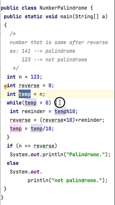 GIVEN NUMBER IS PALINDROME OR NOT IN JAVA - YouTube