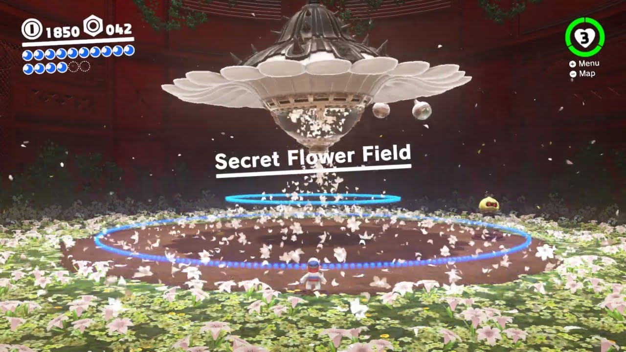 SUPER MARIO ODYSSEY Secret Flower Field Boss Fight Wooded Kingdom YouTube