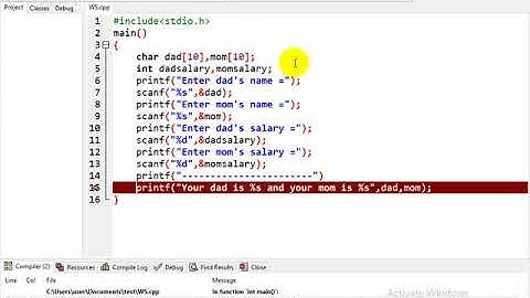 c ws43 เขียนโปรแกรมคำนวณเงินเดือนพ่อแม่ ตัวอย่างที่ 2 Input Process Output