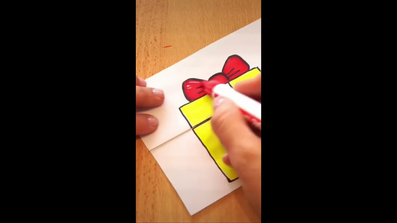 Weihnachtskarte Basteln Merry Christmas Gift Card Geschenk Zeichnen Draw Surprise Box