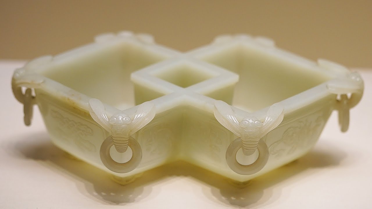 Antique Appreciation]Hetian Jade Double Pen Wash with Six
