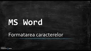 Formatarea caracterelor MS Word