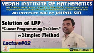 Solution of LPP by Simplex Method (Lecture-II)