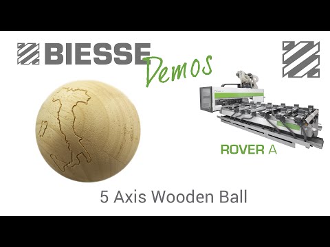 See the Biesse ROVER A 5-Axis cutting and engraving a wooden ball.The continuous interpolation of the C-Axis and the maximum precision and reliability of the...