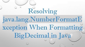 Resolving java.lang.NumberFormatException When Formatting BigDecimal in Java