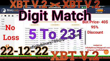 No Loss Digit Match Bot || Binary.com || Binary Bot || 22-12-22