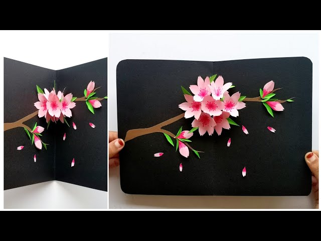 Amazing Pop-up card - Cherry Blossom popup card - Paper craft - DIY paper class=