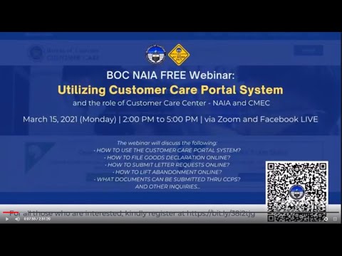 BOC NAIA Webinar on Customer Care Portal System CCPS and Customer Care Centers CCC