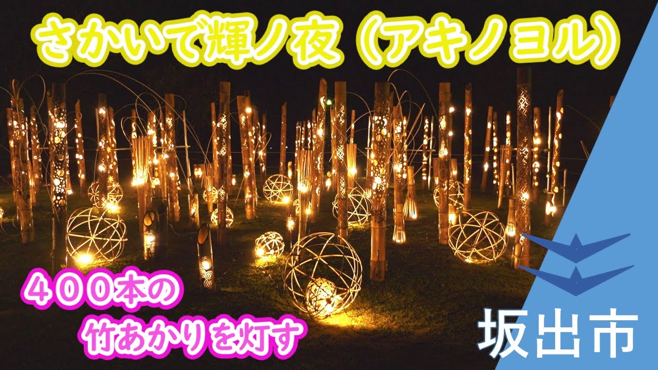 400本の竹あかり】夜のまちを幻想的であたたかい光が包み込むさかいで