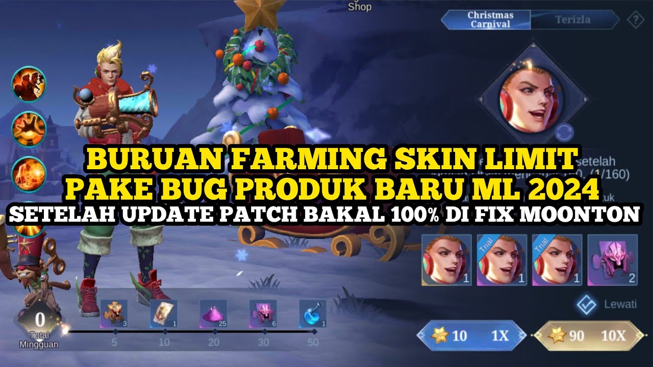 BURUAN FARMING SKIN LIMIT BUG PRODUK BARU ML 2024 SETELAH UPDATE PATCH ...