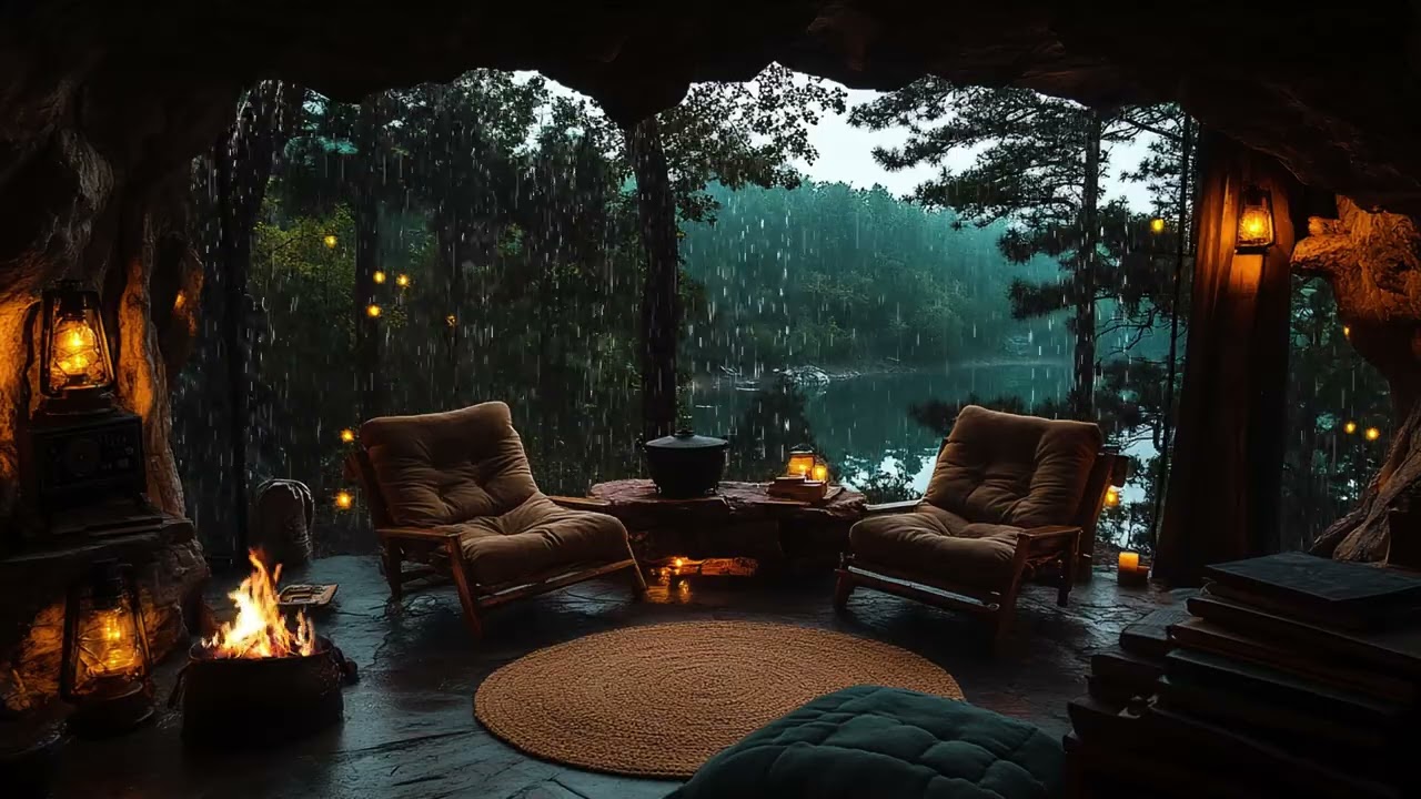 Soothing Rain, Thunder and Fire Sounds to Sleep Fast - Rainy Night | Rain Harmony