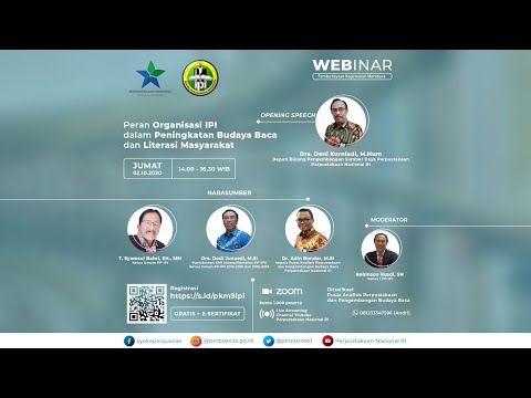 Webinar Peran Organisasi IPI  dalam meningkatkan budaya baca dan Literasi Masyarakat