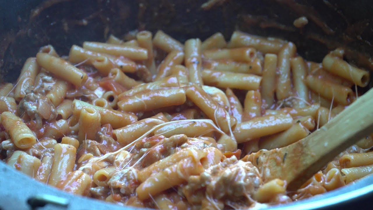 Dutch Oven Campfire Sausage Ziti YouTube