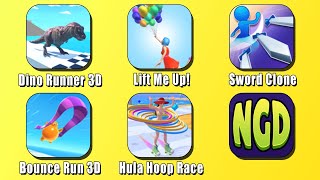 Dino Runner 3D, Lift Me Up!, Sword Clone, Bounce Run 3D, Hula Hoop Race | New Games Daily screenshot 1