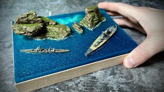 epoxy resin DIORAMA with SHIPS The smallest battleship Yamato 1:3000