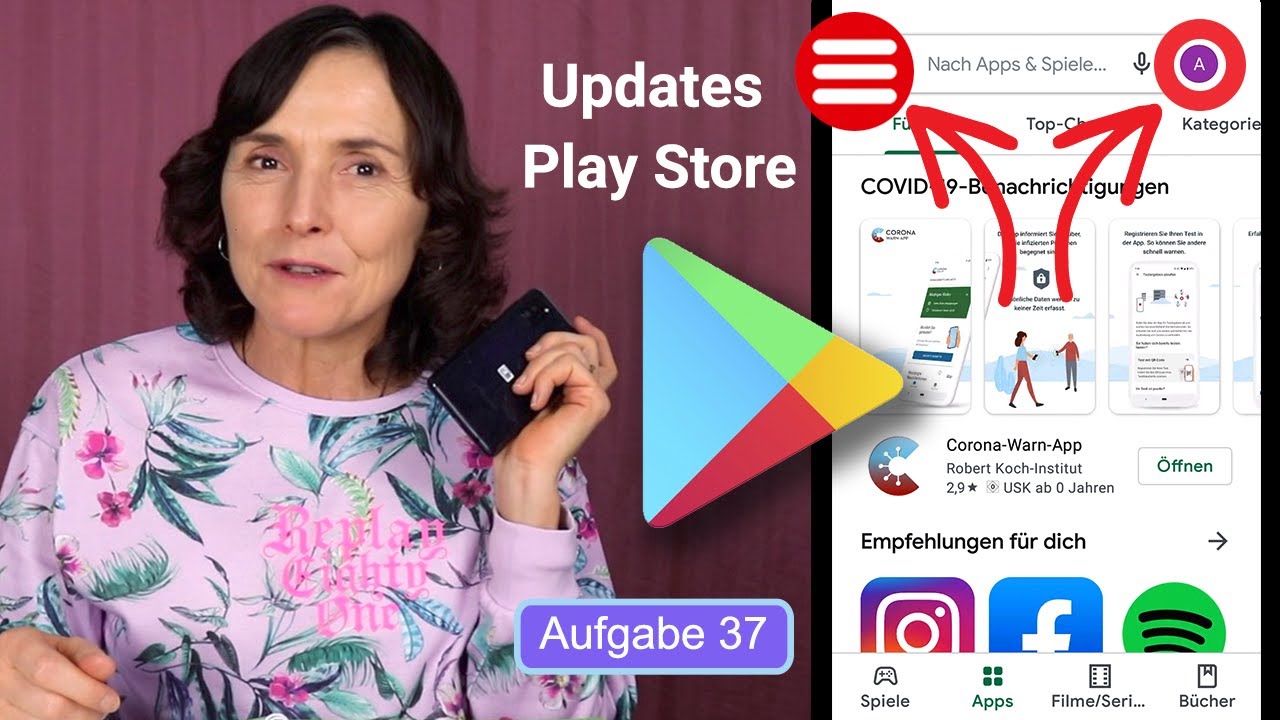 App-Updates aus dem Play Store laden. Smartphonekurs mit dem Samsung Teil  37. 