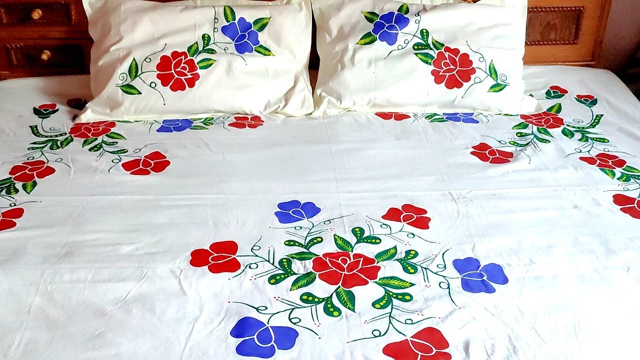 Painting bedsheets design, Painting Chadar design, Painting WhatsApp number 9026776824 YouTube