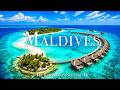 Maldives Beach 4K | Turquoise Lagoon, White Sand & Overwater Villas | Piano Music + Ocean Sounds