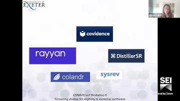 ESMARConf2023: Workshop 6 - Screening studies for eligibility in evidence syntheses