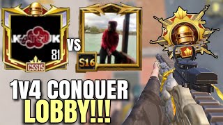 5 FINGER  CLAW PLAYER 1v4 CLUTCHES IN CONQUER LOBBY/ PUBG MOBILE!!!