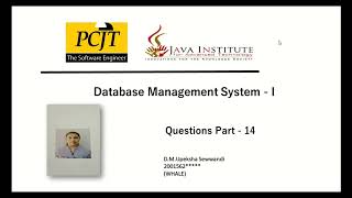 Database Management System - 1( video 14) | Question Set - 14 | Java Institute | SE | Level - 1 |