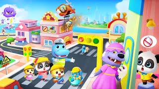 Babybus  colored monsters catch baby panda panda game for kids || cartoon baby panda police office