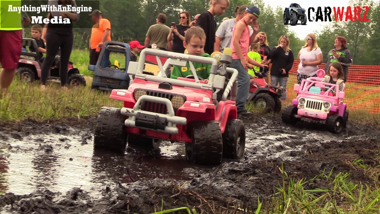 KIDS RUNNING POWER WHEELS IN THE MUD AT BFE MUD BOG