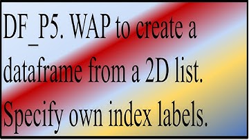 To create a dataframe from a 2D list. Specify your own index labels | Class-12 IP Pandas DataFrame