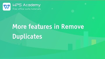 [WPS Academy] 2.5.1 Excel: More features in Remove Duplicates