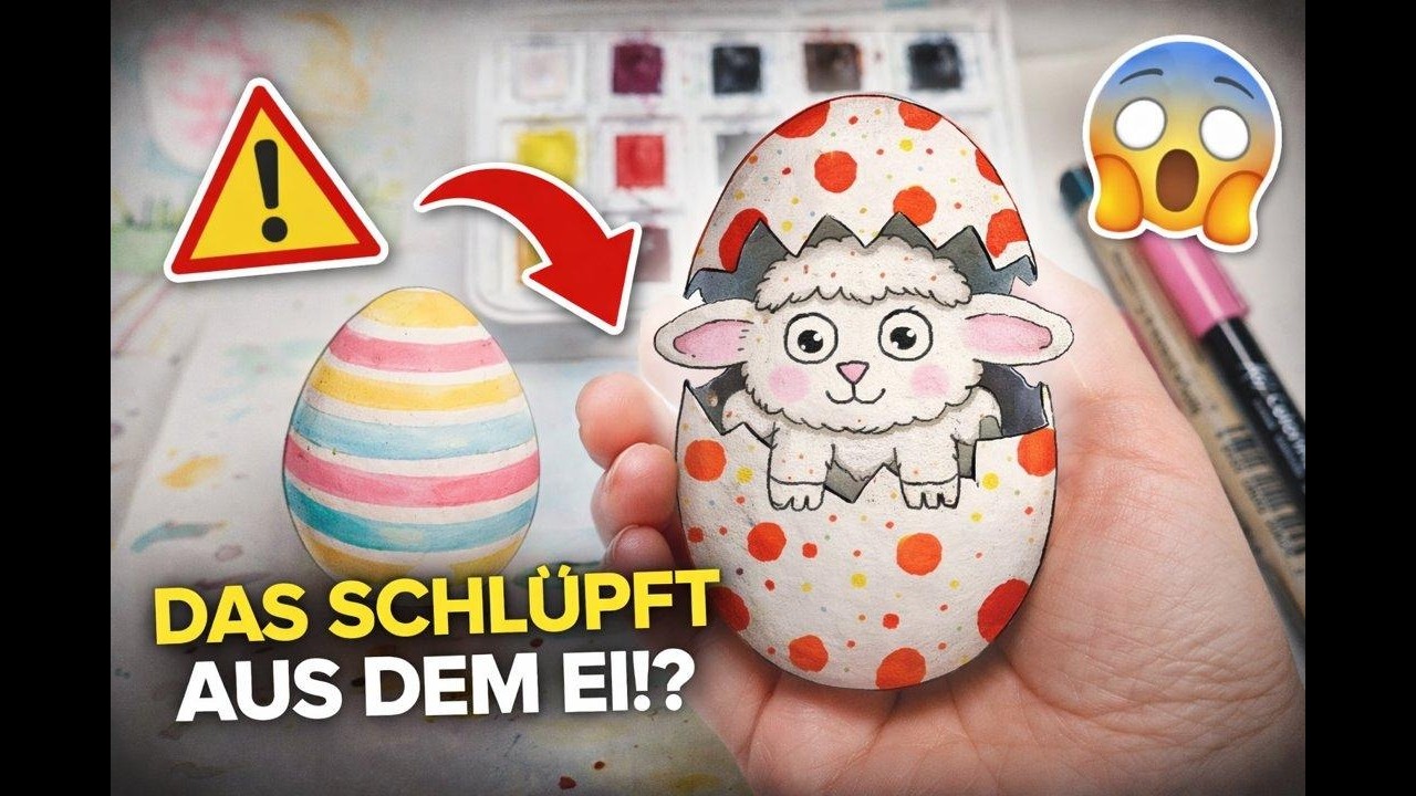 Niedliches Osterlamm im Ei einfach zu malen 🐑 Cozy Illustration 