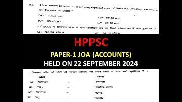 HPPSC JOA ACCOUNTS SOLVED PAPER HELD ON 22 SEPTEMBER 2024