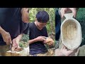 Survival instinct - Make cups, bowls, spoons from forest wood blocks