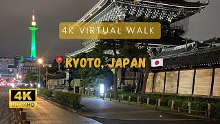 Night Walking Tour at Kyoto, Japan - POV virtual tour