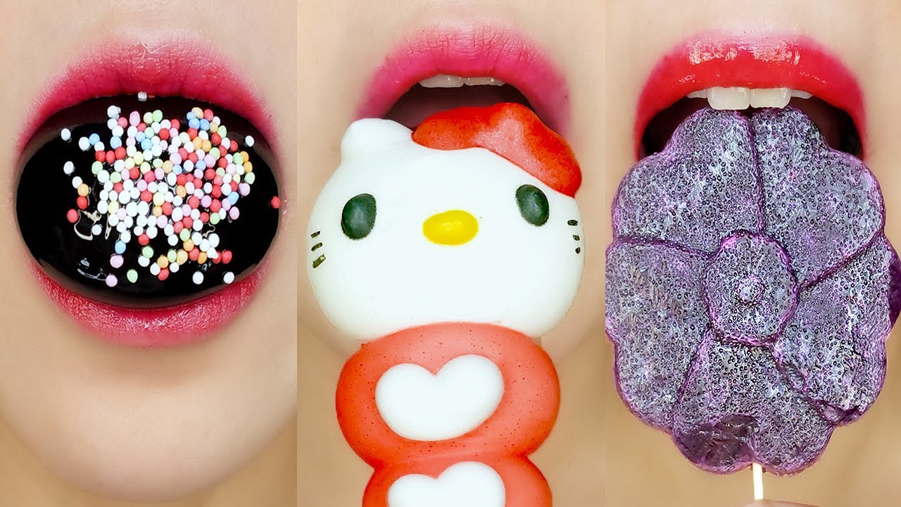 ASMR Emoji Food 이모티콘 입술 먹방 Satisfying Eating Sounds YouTube