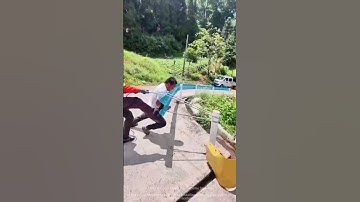 The process of installing corrugated guardrails on the roadside