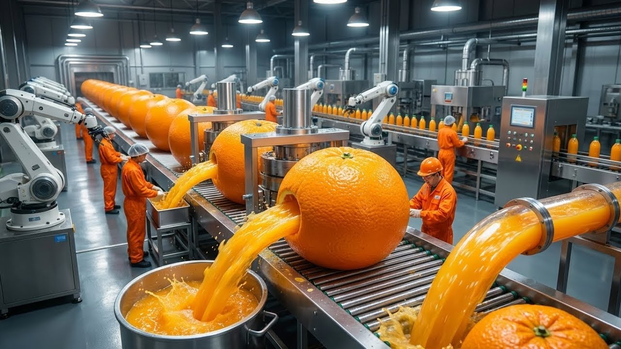 Inside a Modern Orange Juice Factory | From Fresh Oranges to Bottled Juice