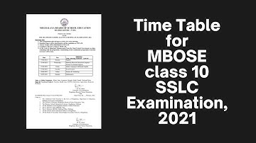 Time Table for MBOSE class 10 SSLC Examination, 2021