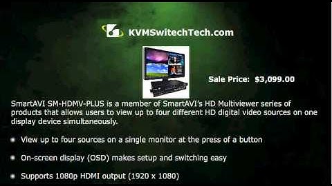 KVMSwitchTech SM-HDMV-PLUS SmartAVI Quad Screen HDMI Real Time Multiviewer and PIP KVM Switch