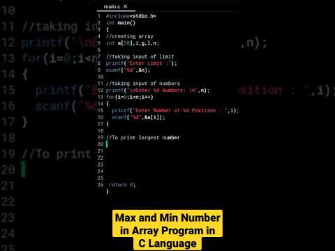 Find Maximum and Minimum Number in Array Program in C Language - YouTube