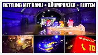 ? Hagen - Rettung mit Kanu aus den Fluten  + Räumpanzer Bundeswehr + Fluten reißen Hauswand weg ?