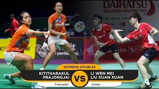 Jongkolphan Kititharakul/Rawinda Prajongjai vs Li/Liu at Indonesia Masters 2024 Badminton