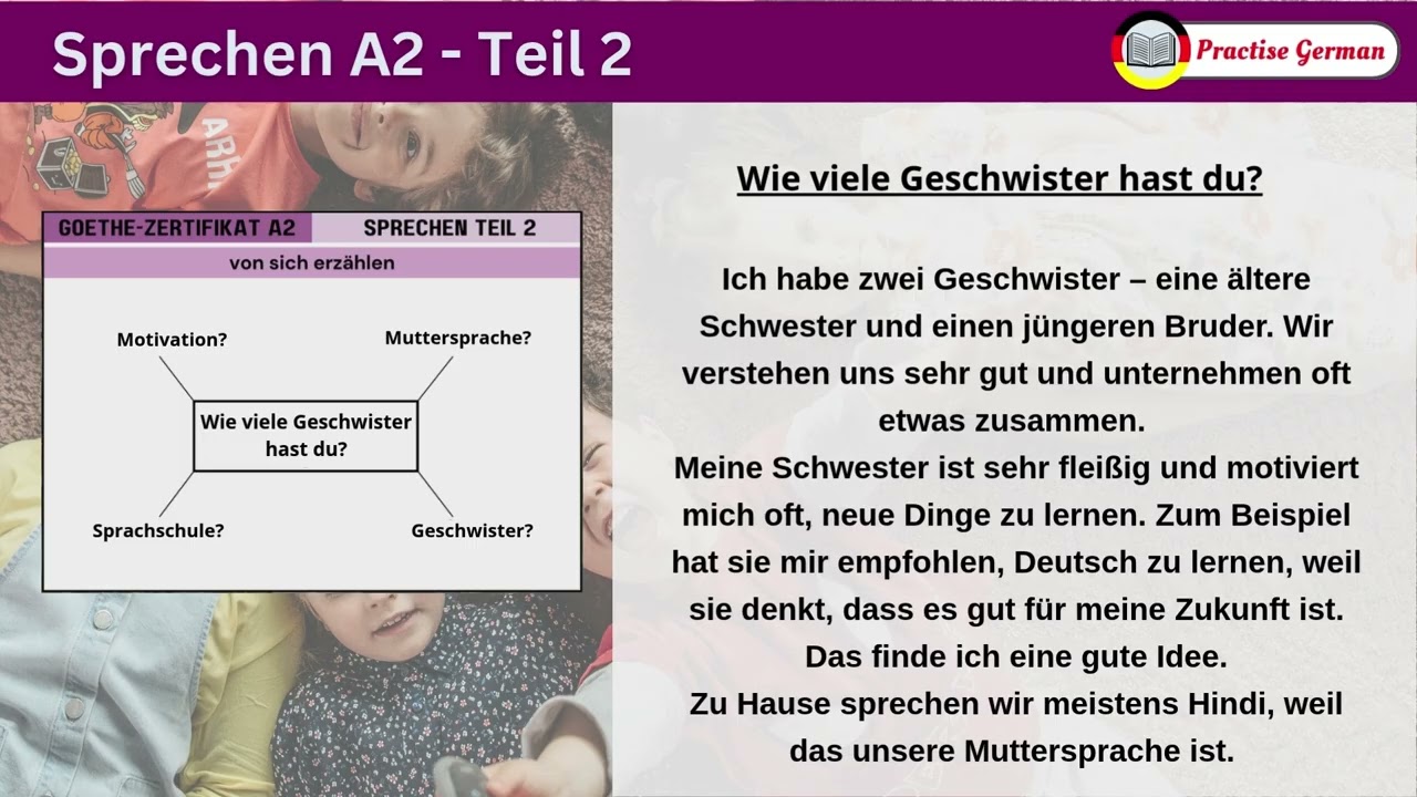 Wie viele Geschwister hast du? | Goethe-Zertifikat A2 - SPRECHEN - Teil 2
