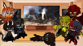 The kaiju react to Godzilla vs Axor — kaiju fight fan Animation | Gacha club
