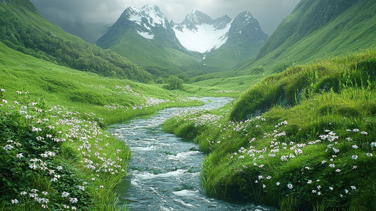 Calm Spring River in a Quiet Mountain Valley 🌿 Relaxing Music