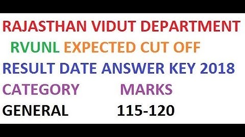 RVUNL Junior Assistant Steno LDC CUT OFF 2018, Answer Key RESULT DATE