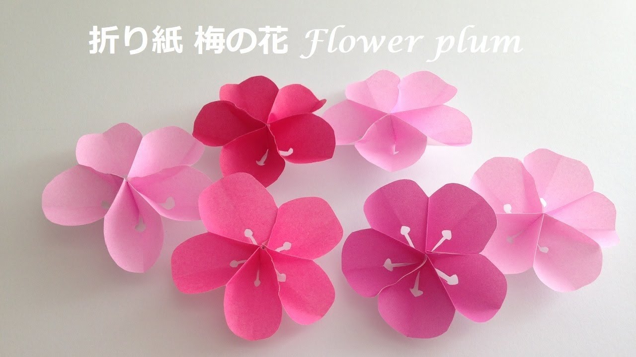 折り紙の花 梅の作り方 Niceno1 Origami Flower Plum Tutorial Youtube