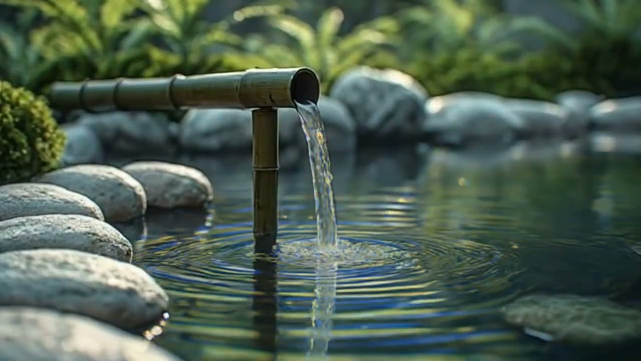 Peaceful Bamboo Water Fountain Sounds | Zen Garden Water ASMR for Deep Relaxation & Sleep
